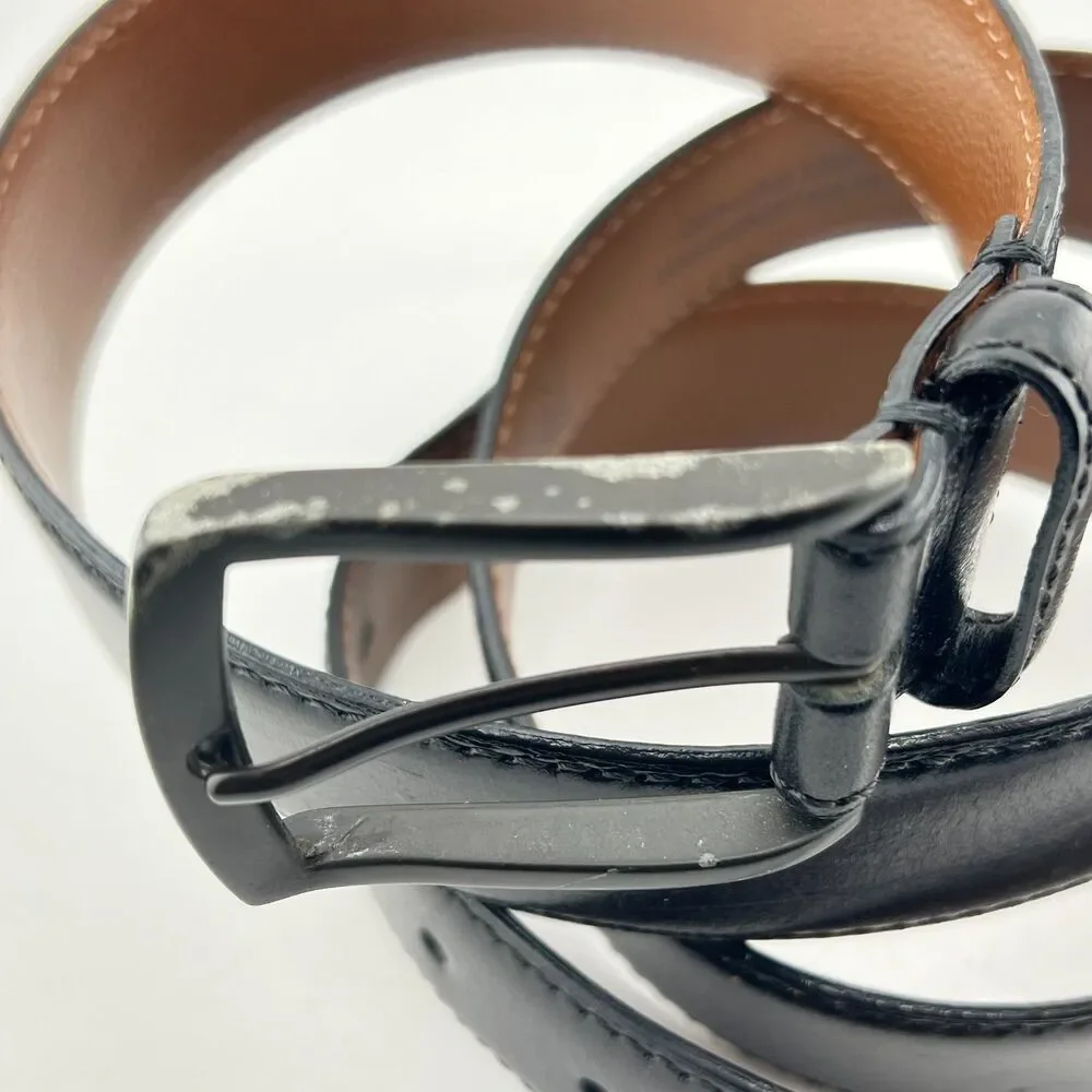 JOS A BANK Men's 40 Leather Dress Belt Handcrafted in Italy Black Buckle Career